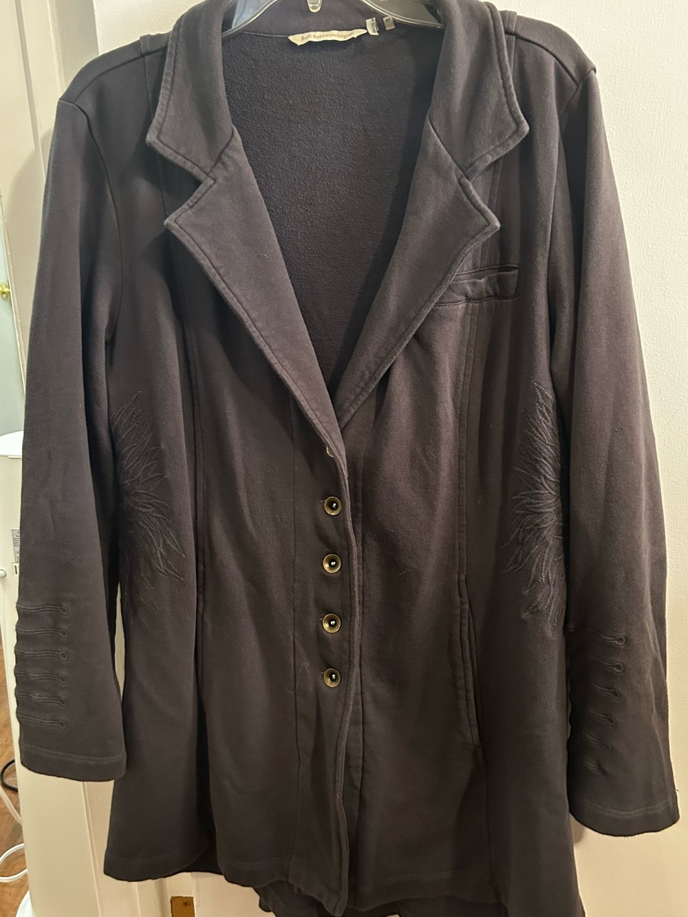 Soft Surroundings Gray Tailored Button-Front Jacket